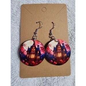 Haunted‎ House Earrings Halloween Costume Jewelry Spooky Season Dangle